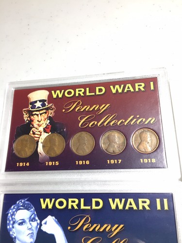 World War I & World War II Penny Collection 10 Coins in Acrylic Gift Holders