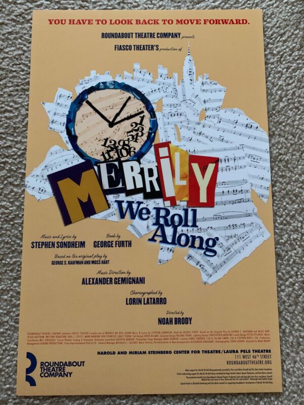 Merrily We Roll Along Broadway Musical Poster/Window Card
