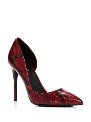 

Женские туфли-лодочки без шнуровки AQUA Red Snake Print Dion с острым носком на шпильке 10 м, Красный, AQ-DION