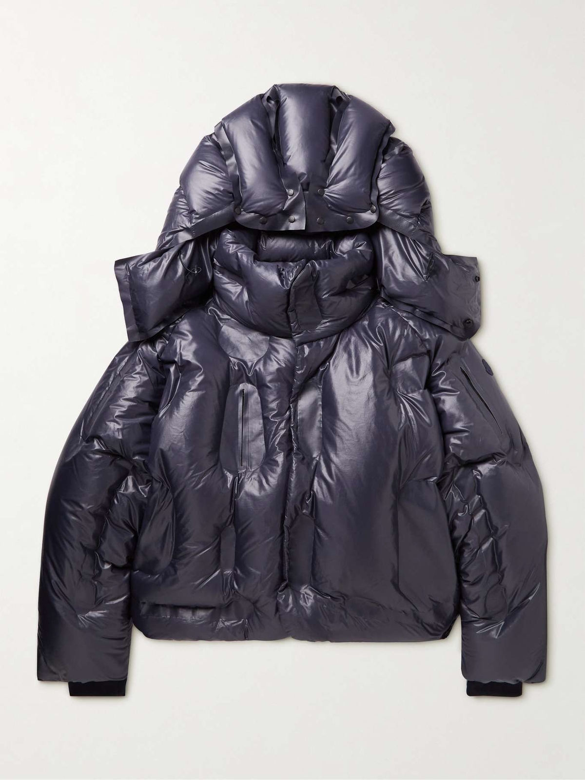 Pre-owned Moncler Dingyun Zhang Genius Navy Klok Giubbotto Down Jacket $4545 Sz 0 In Blue