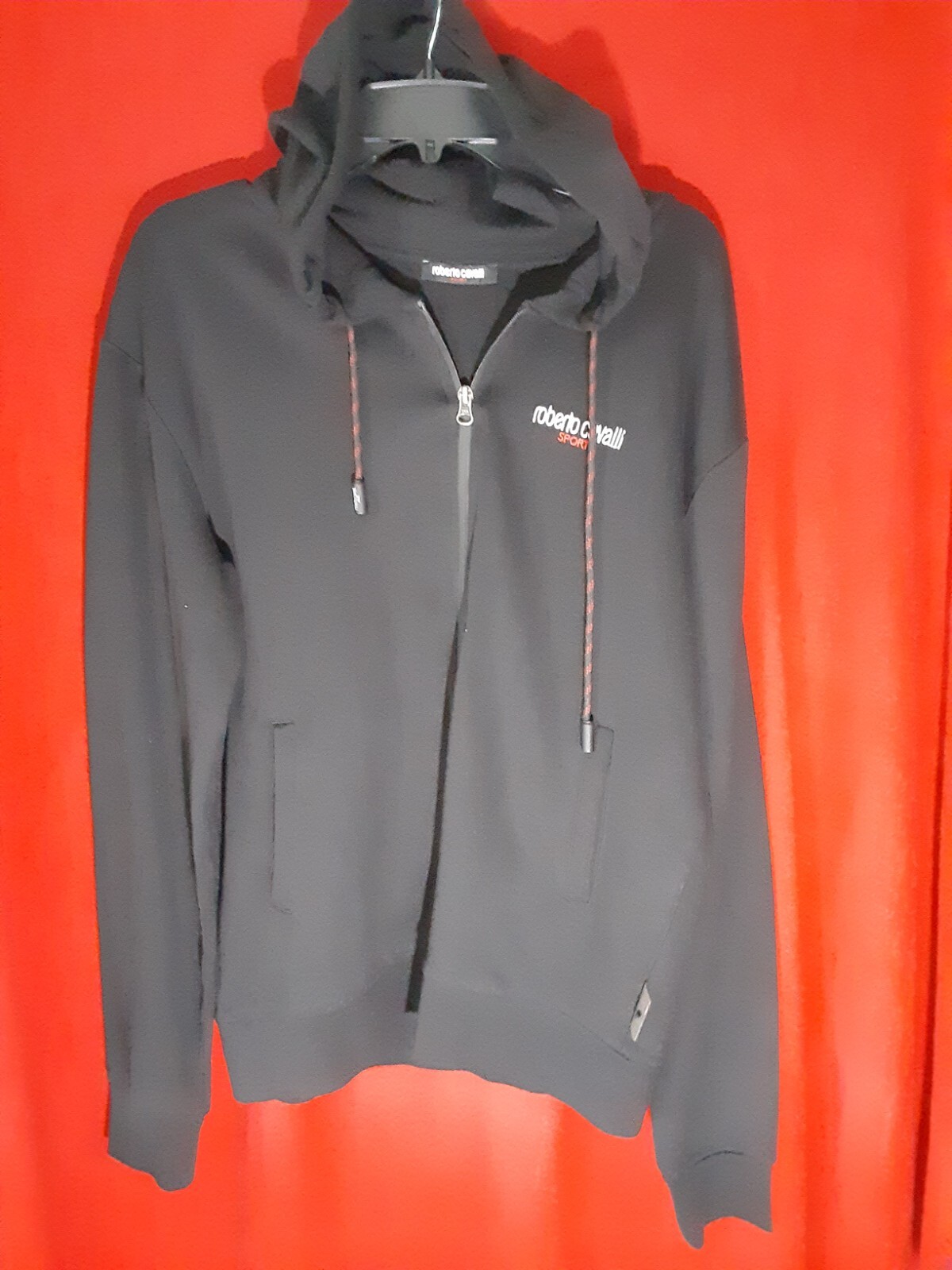 Mens Roberto Cavalli SizeL Color Black Full Zip Hoodie 100