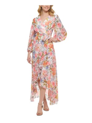 

ELIZA J Женское белое платье макси с поясом и поясом на подкладке с рукавами-фонариками, Белый