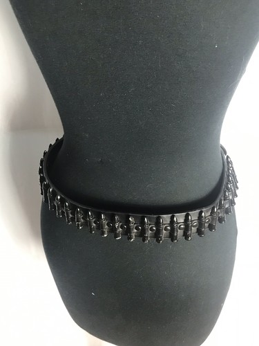 Men's Sons of Anarchy Embossed Gunmetal Cracked Skull Buckle And Bullet Belt 32