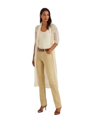 

LAUREN RALPH LAUREN Женская шаль цвета слоновой кости с текстурированной застежкой на пуговицы и рукавами-пуфом, Цвет слоновой кости