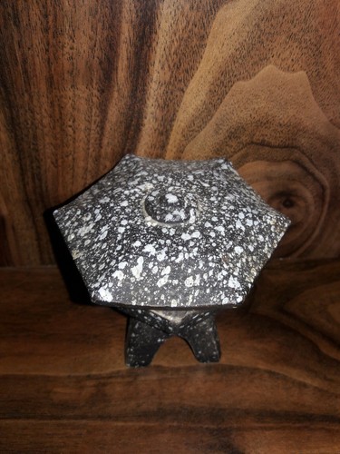 Gray And White Speckled Ceramic Cone Incense Burner From Japan