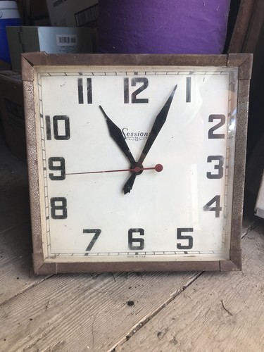 Antique Sessions Square Clock Made In USA 14 1/2”