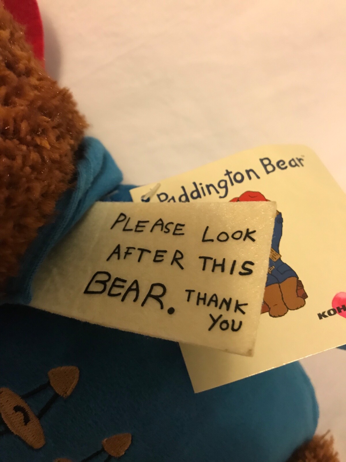 Paddington Bear 2016 Kohl’s cares 14 inch plush/stuffed animal NWT