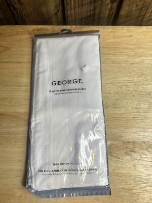 6-George Mens Fine Handkerchiefs 100 % Cotton