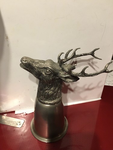 Vintage Genuine Gucci Made In Italy Silver Pewter Stag Head Hunting Stirrup Cup