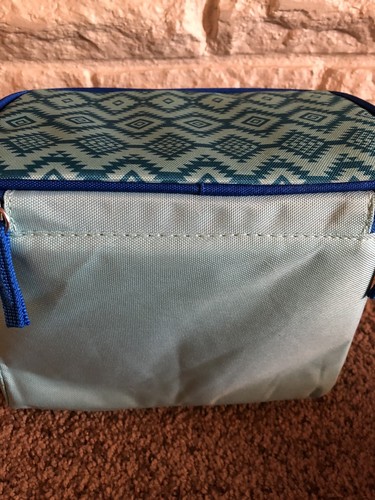 6 Can Cooler Tote Bag Aztec Design Blue Green Summer Beverage Pool Beach