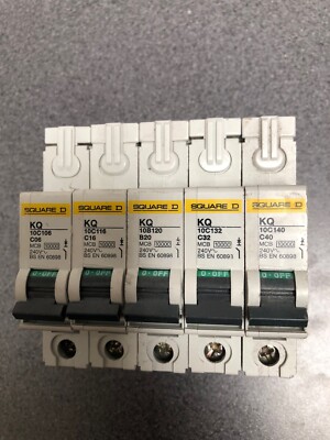 SQUARE D KQ Type B C D Single Pole MCB 63 50A 40A 32A 25A 20A 16A 10A 6 Amp