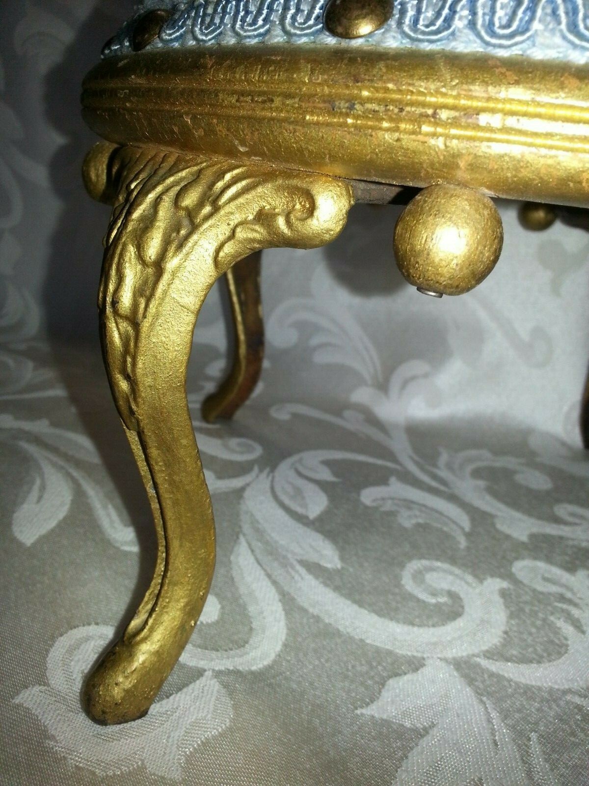 Vintage Small Round Cast Iron Legs Foot Stool