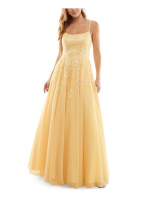 СКАЖИТЕ ДА женскому желтому платью без рукавов на подкладке со шнуровкой сзади ДЛЯ юниорок 0