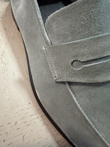 Pre-owned Ermenegildo Zegna $990  Suede Reverse Construction Loafers Lt Green 12 Us