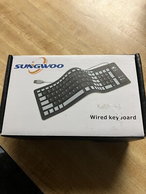 sungwoo Foldable Silicone Keyboard USB Wired Standard Keyboard Waterproof Rollup