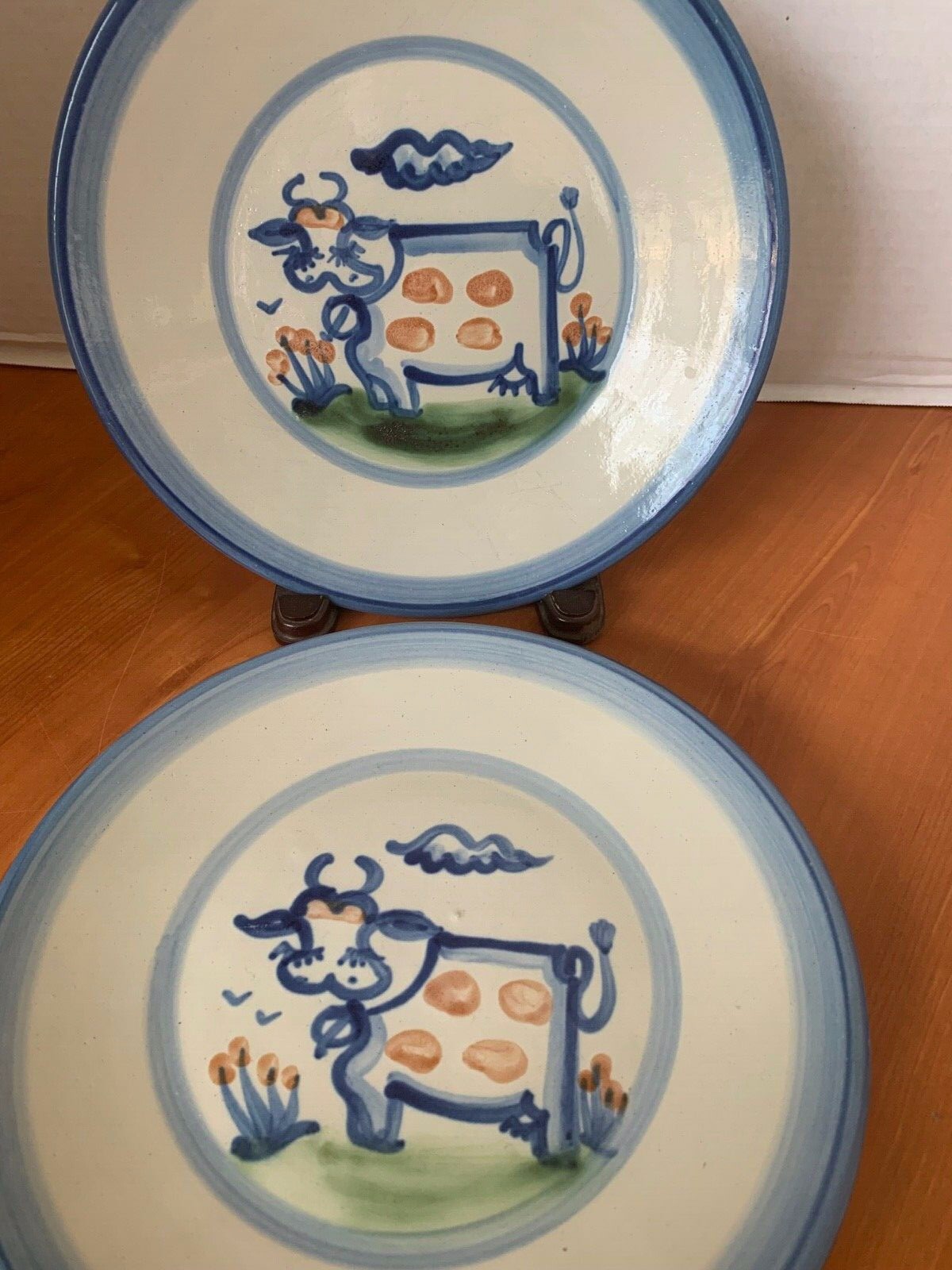 M A Hadley Country Scene Blue 2 Lunch Plates Dishes 9