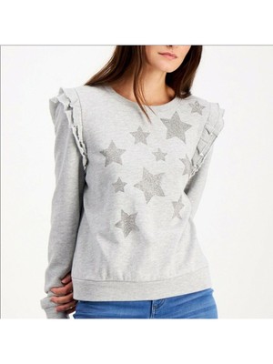 INC Womens Gray Rhinestone Sweatshirt Long Sleeve Crew Neck Top XXL