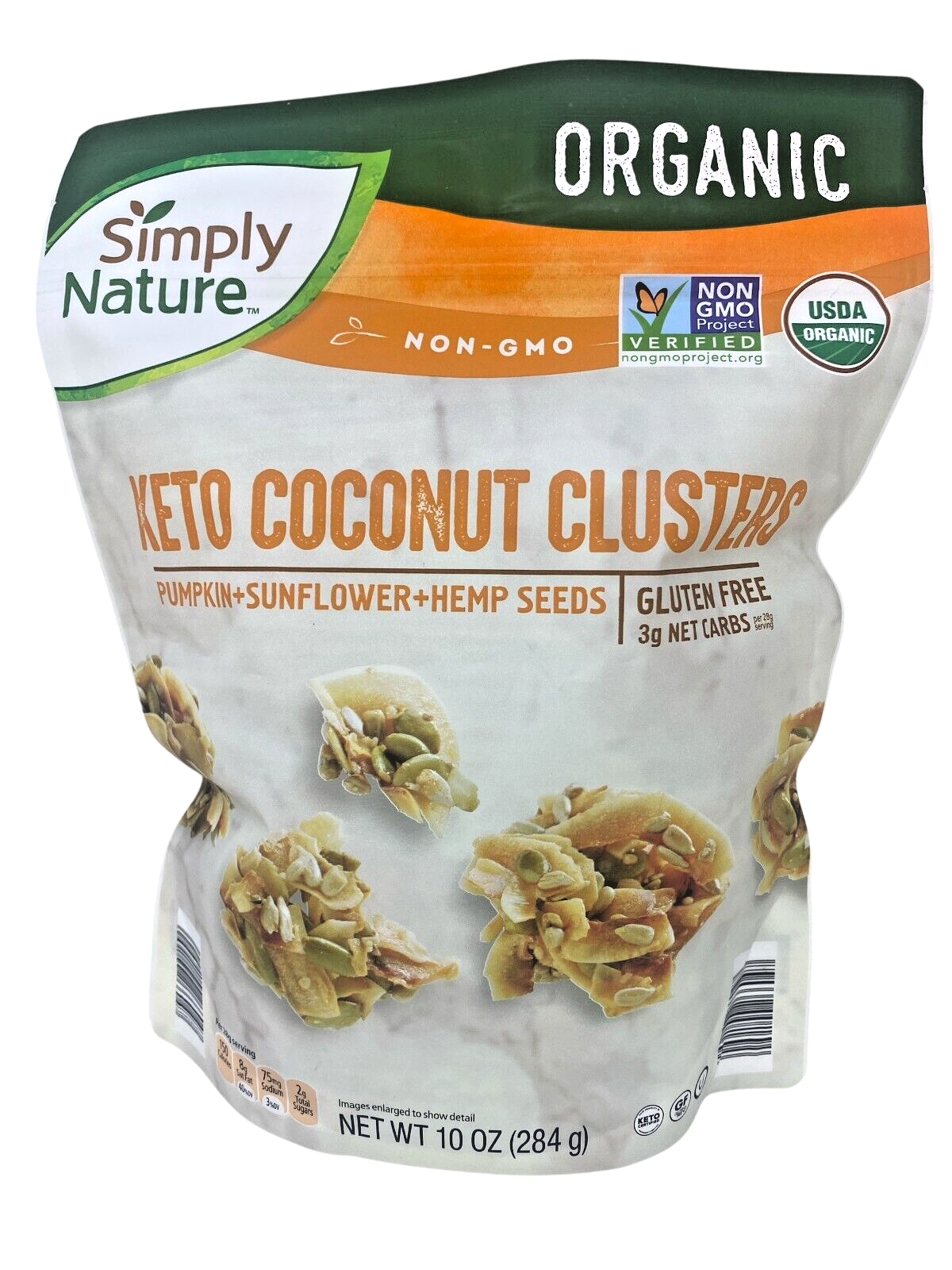 Keto Coconut Clusters, Organic Snack with Pumpkin, Sunflower & Hemp Seeds, 10oz