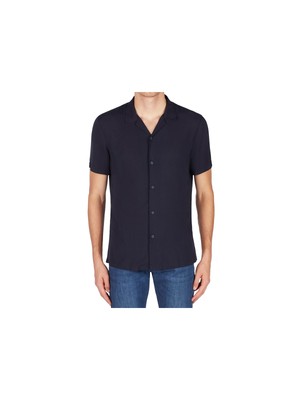 

ARMANI EXCHANGE Легкая темно-синяя рубашка с воротником-стойкой на пуговицах, Navy, 3KZC48ZNRNZ1510
