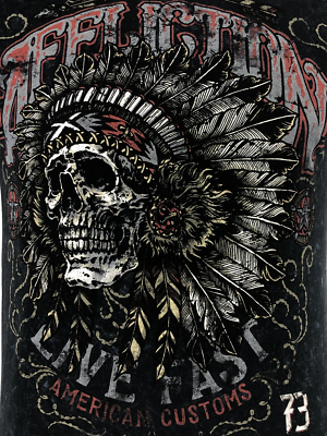 AFFLICTION Men's T-shirt AC IROQUOIS BLACK LAVA Biker Skull Tattoo MMA S-4XL