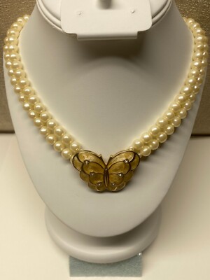 KJL Kenneth Jay Lane for Avon Papillon Butterfly Necklace White-NEW