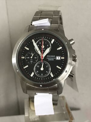 Pulsar Men s Chronograph Black Dial Date Stainless Steel Bracelet Watch PF8363X1