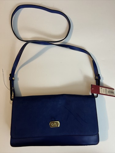 New Merona  Handbag Crossbody Bag Purse Blue Faux Leather Small