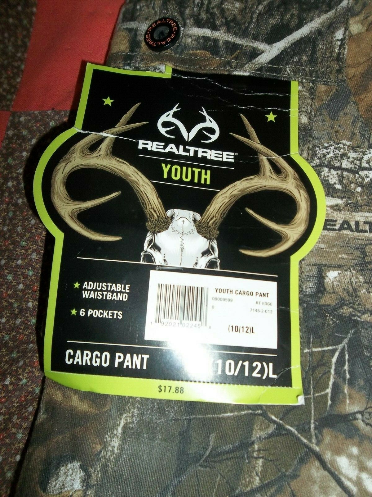 NWT Youth 10/12 Lg cargo Pants camo Adjustable waistband