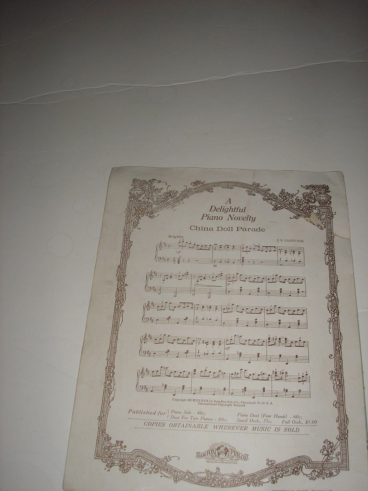 VINTAGE SHEET MUSIC, THE WATER BUG, A PIANOLOGUE, WALTER E. MILES, SAM FOX CO.