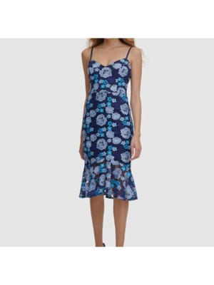 

GUESS Женское вечернее платье-футляр миди темно-синего цвета со встроенными чашками на тонких бретельках, Navy