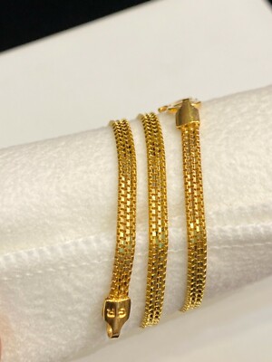 Pre-owned Jisha Vintage Unisex Dubai Handmade Chain Bracelet In 916 Stamped 22karat Yellow Gold