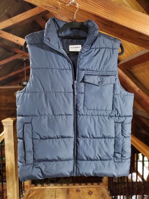 Old Navy Mens Puffer Vest Small Blue Full Zip Go