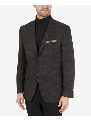 

LAUREN RALPH LAUREN Мужской коричневый однобортный пиджак в клетку из смесовой шерсти, LETO12P10167