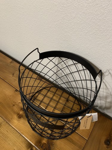 Magnolia Home By Joanna Gaines Round Black Wire Medium Basket NEW