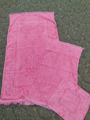 Vintage MCM MOD3 pieces Bath Towel  bright Pink MCM Bathroom EUC