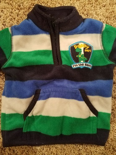 Carters Baby Boy Top Long Sleeves 3 months Pullover striped blue Fleece