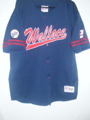 Adult L Rusty Wallace baseball jersey embroidered sewn Miller Lite beer Chase