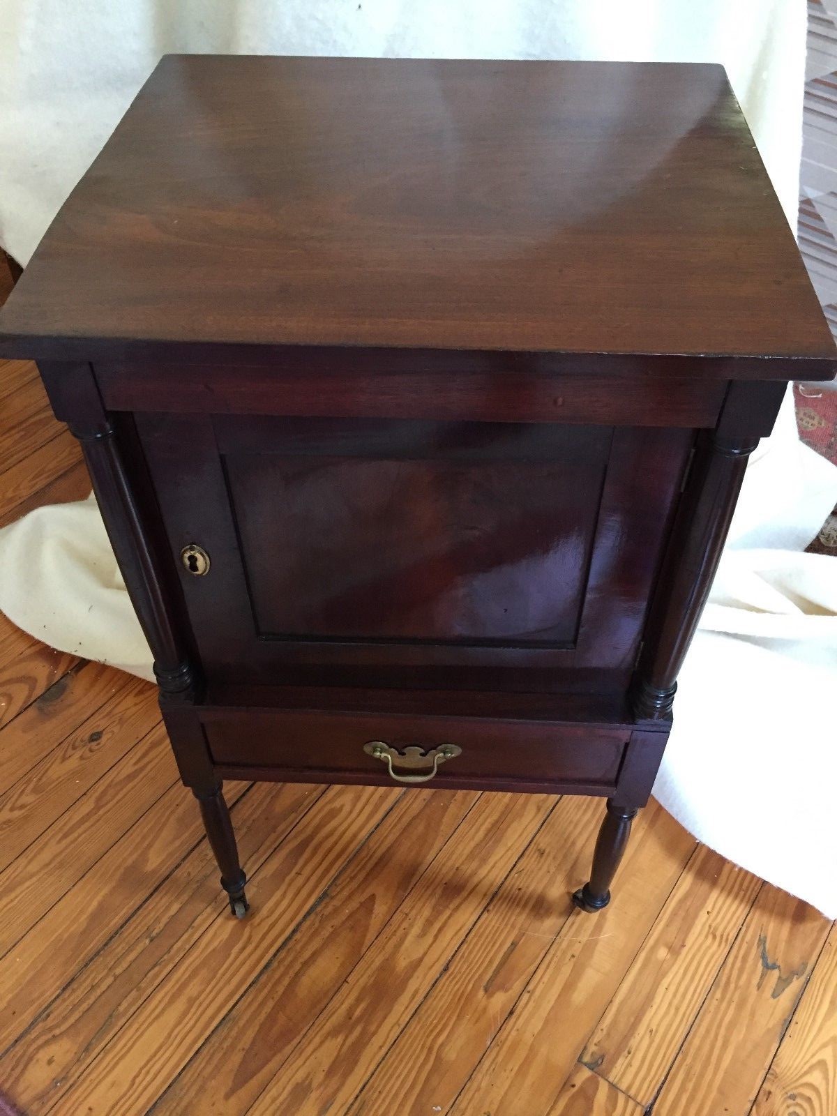 Antique Key'd Locking Mahogany Spice Cabinet 1840-1860 Sheraton Federal Style