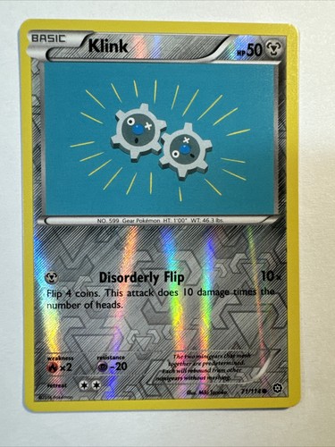 kingK⭐︎ REVERSE HOLO Klink 71/114 VLP - XY Steam Siege Pokemon Card
