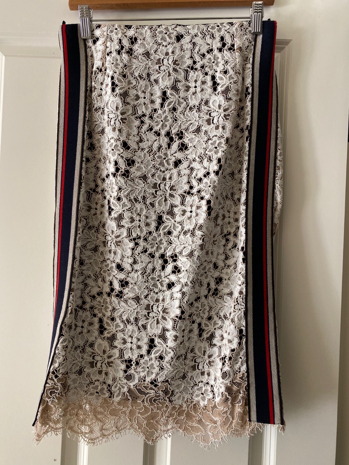 Pinko pencil lace with side stripes midi skirt NWOT Size