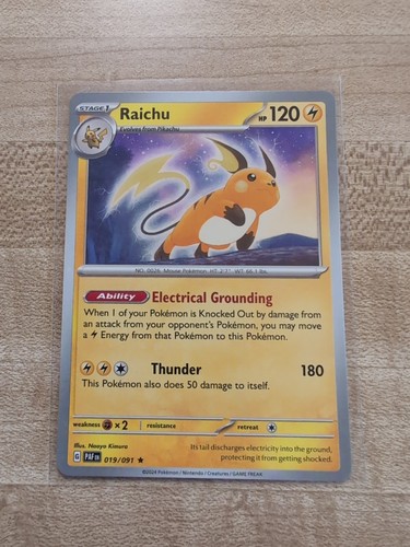 Pokemon Paldean Fates NON Holo Rare Raichu - 019/091 - DECK