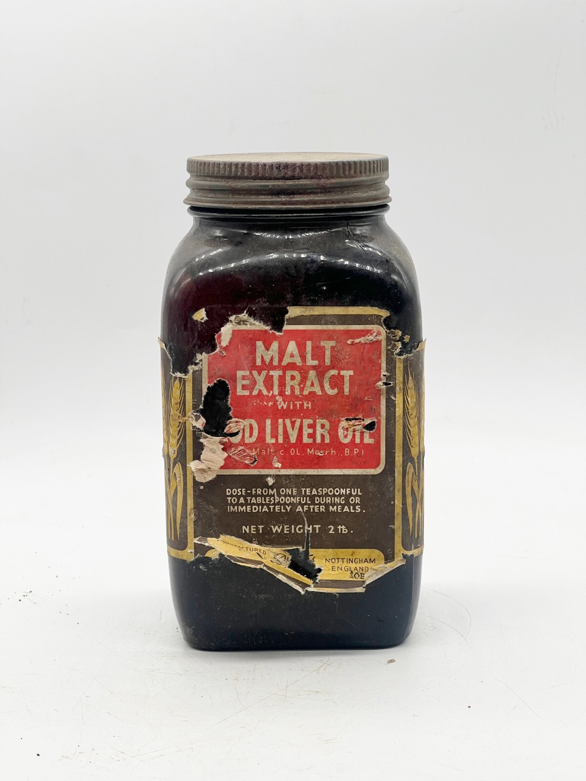 アンティーク◆Extract of Malt and Cod Oil ポット Potter's Herbals - Malt Extract with Cod Liver Oil