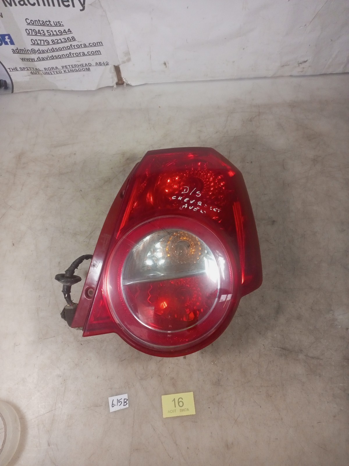 CHEVROLET AVEO DRIVER SIDE REAR LIGHT #5D-16