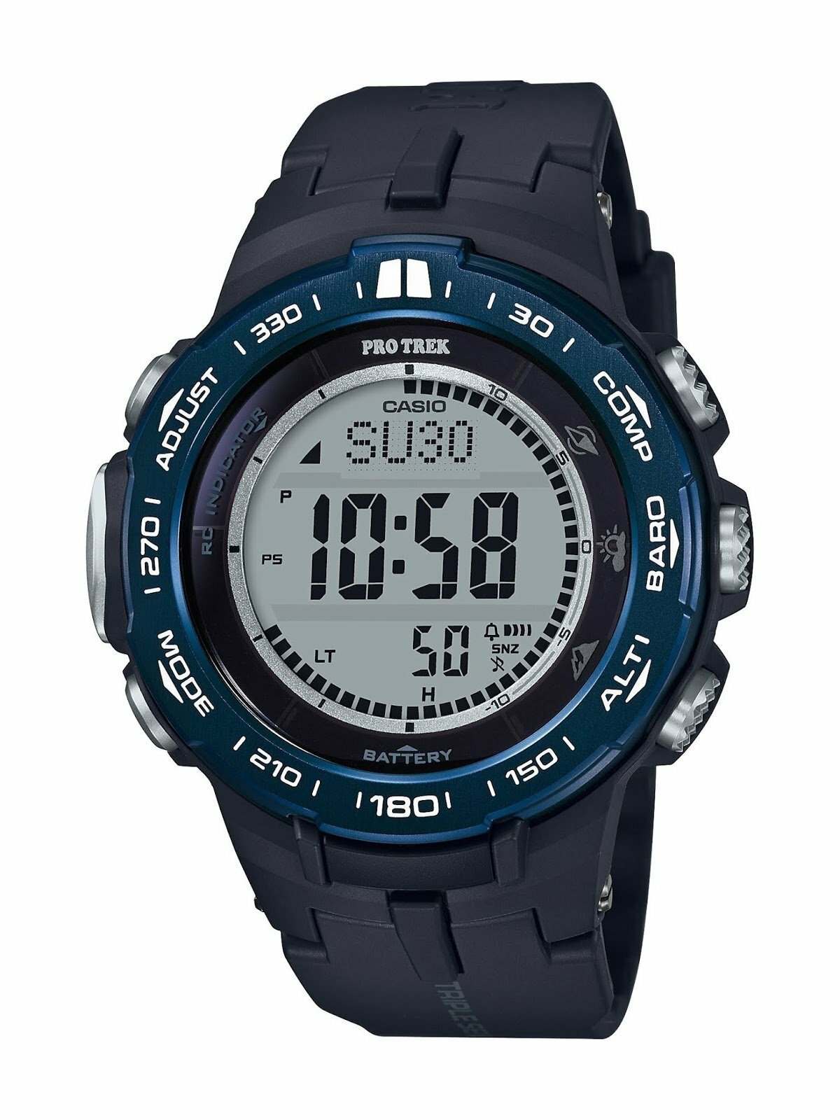 Casio Men S Pro Trek Atomic Solar Triple Sensor 56mm Watch Prw3100yb 1 3299 Ebay