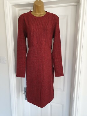 Oasis Red/Black Ribbed Midi Dress Size XL - 16/18 New with tags 