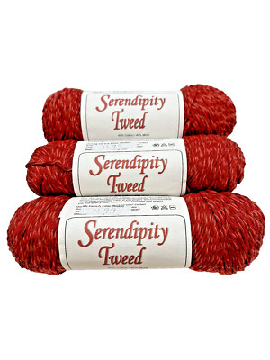 Brown Sheep Company Serendipity Tweed Cotton/Wool ST80 Poinsettia Red - Lot of 3