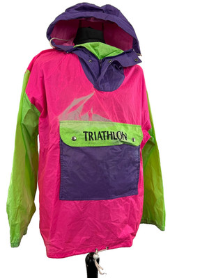Retro C&A Nylon Anorak Triathlon Graphic vintage 1980s pink XL 42-44 in