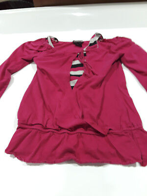 Eyeshadow Girls layered look top pink with striped inner layer sz L 14
