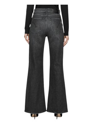 Pre-owned Dondup Woman Jeans A Zampa Nero 18258