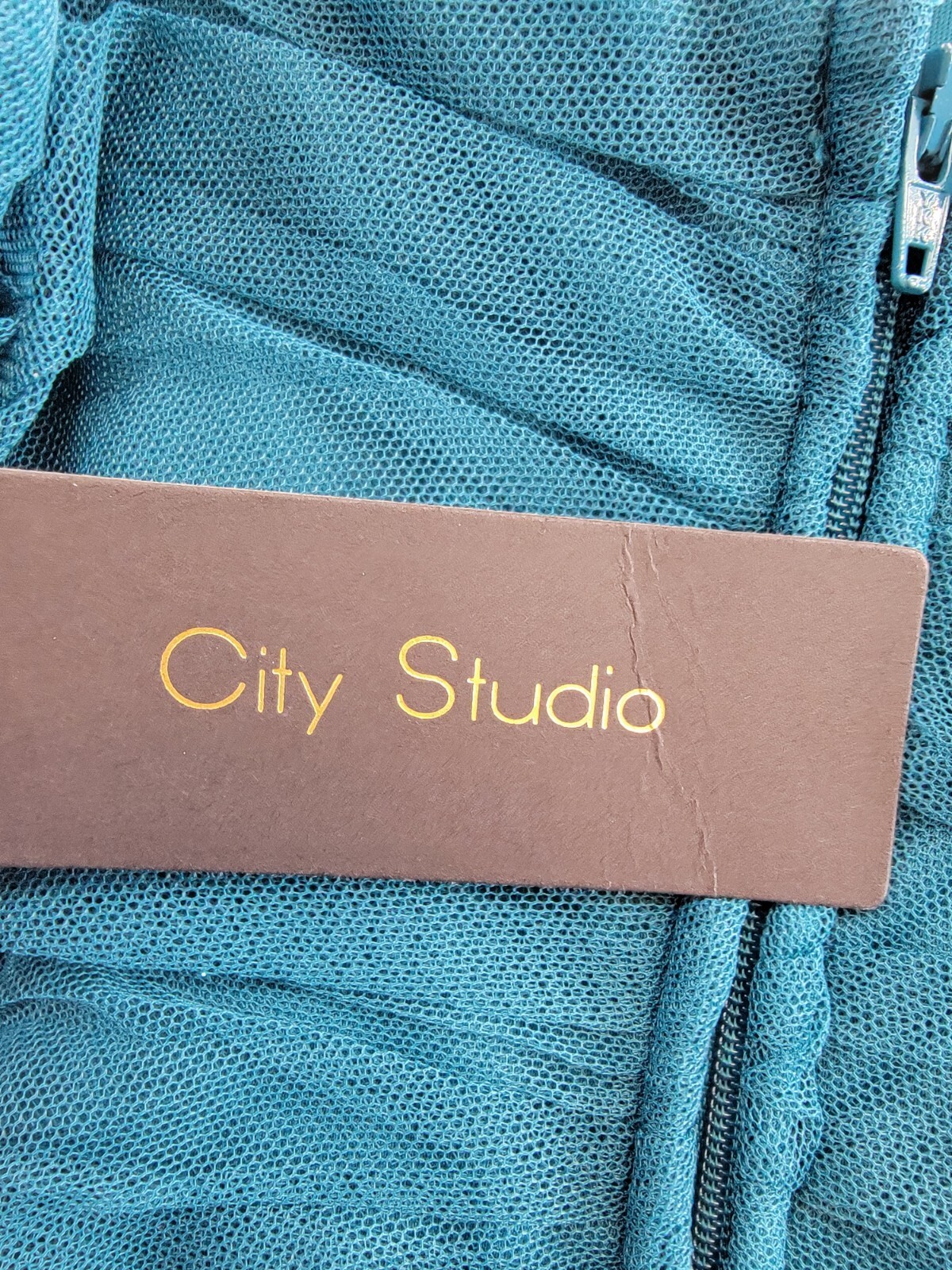 City Studio Flower-Neck Ruched Strapless Ballgown Juniors' 3/4 Teal Back Zip - Picture 14 of 15